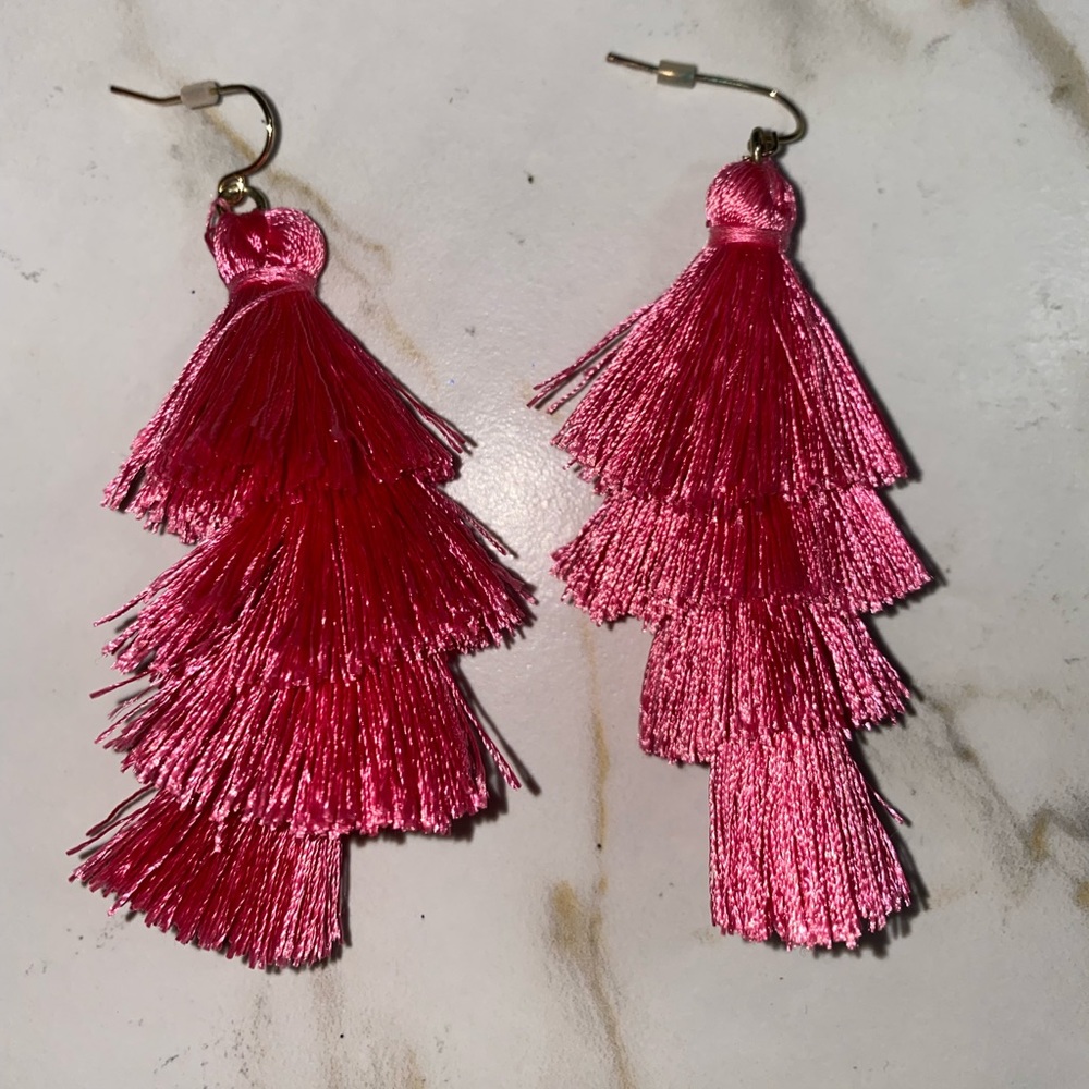 Hot pink tassel earrings